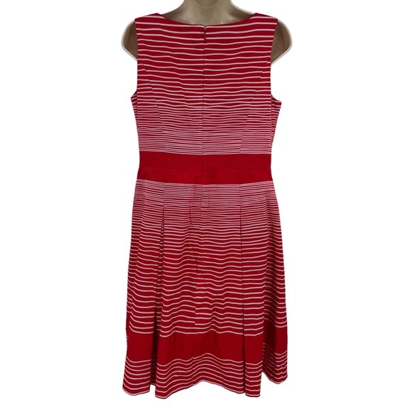 Talbots Dress 8 Medium Fit Flare Red White Stripe Sailor Nautical Cotton $179 - Picture 3 of 7